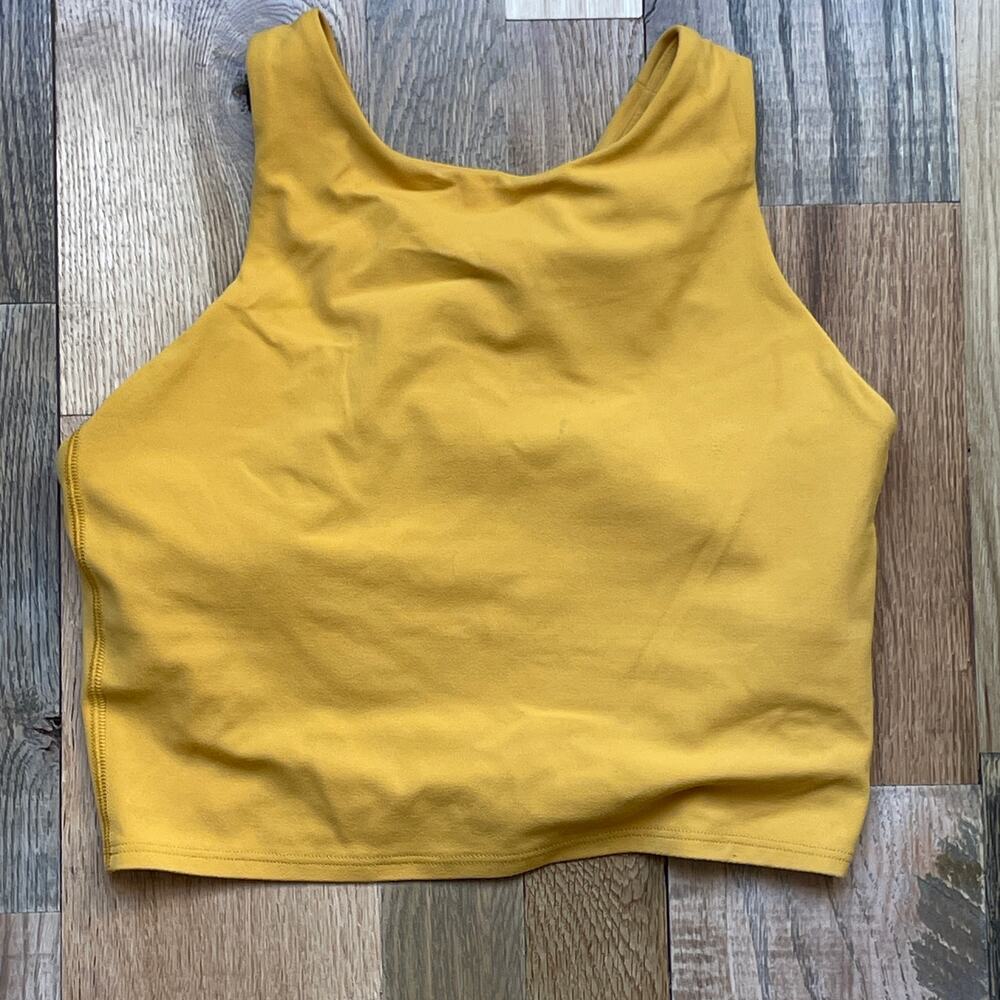 Athleta Seamless Sports Bra Tank Womens SX Yellow Yoga Activewear